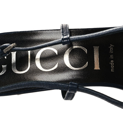 Gucci GG Monogram Malaga Kid Crystal Square G 75mm Slingback Pumps 40 Beige Blue 8 of 9