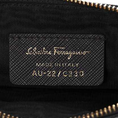 Salvatore Ferragamo Printed Calfskin Gancio Wristlet Clutch Black 6 of 7