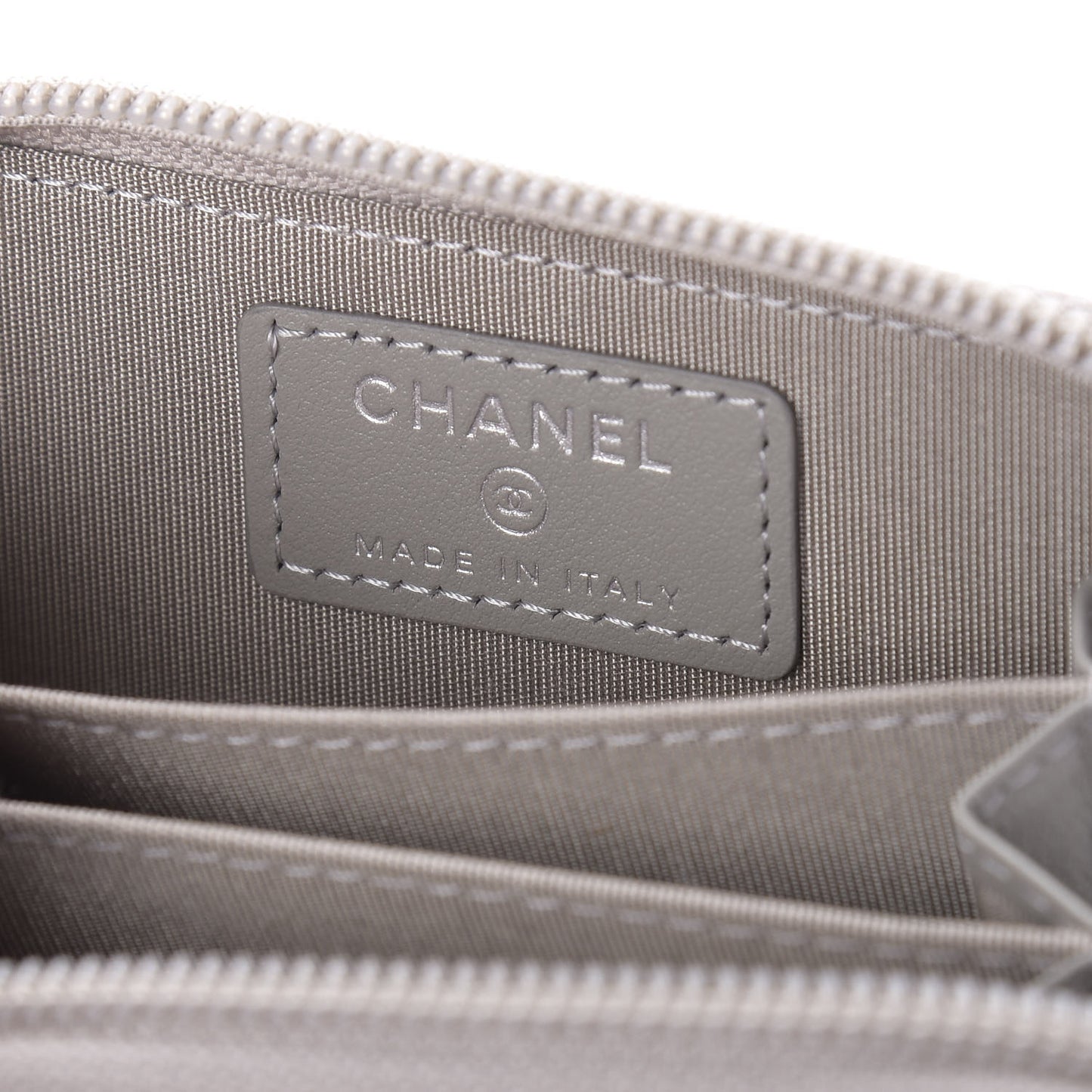 Caviar Quilted Boy Zip Around Coin Purse Wallet Grey