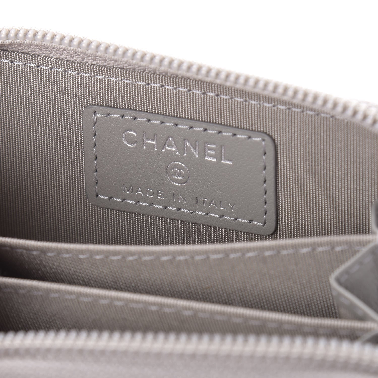 Chanel Caviar Quilted Boy Zip Around Coin Purse Wallet Grey 6 of 7