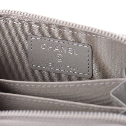 Chanel Caviar Quilted Boy Zip Around Coin Purse Wallet Grey 6 of 7