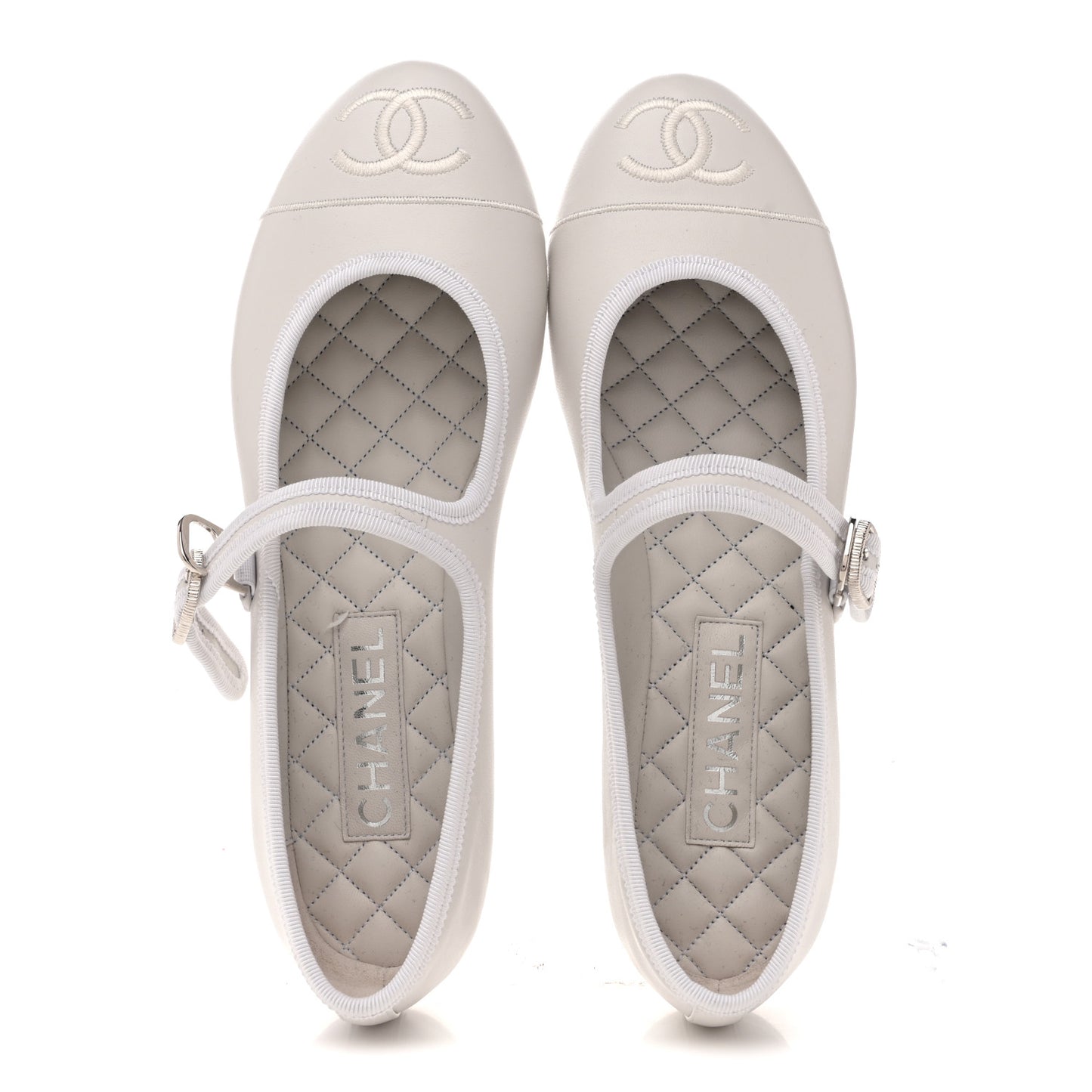 Lambskin Mary Jane Flats 40 White