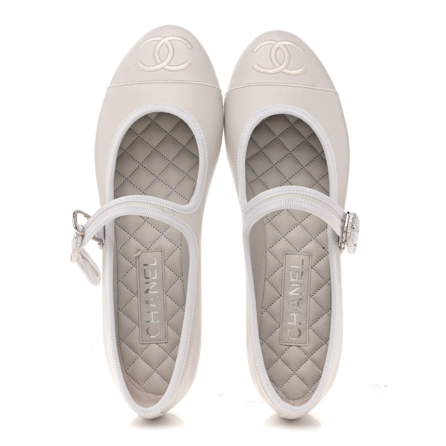 Chanel Lambskin Mary Jane Flats 40 White 2 of 10
