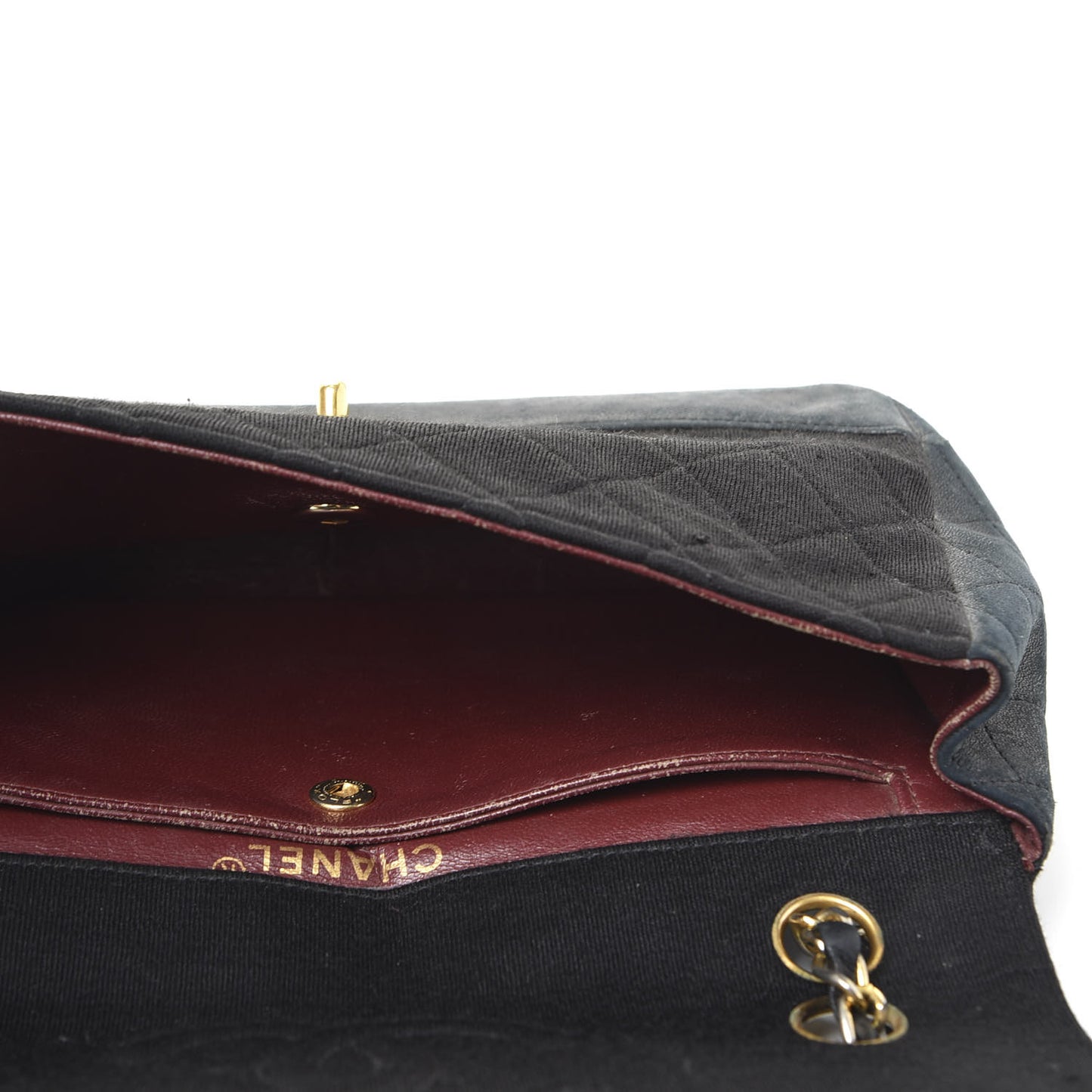 Lambskin Jersey Quilted Small Single Flap Dark Blue