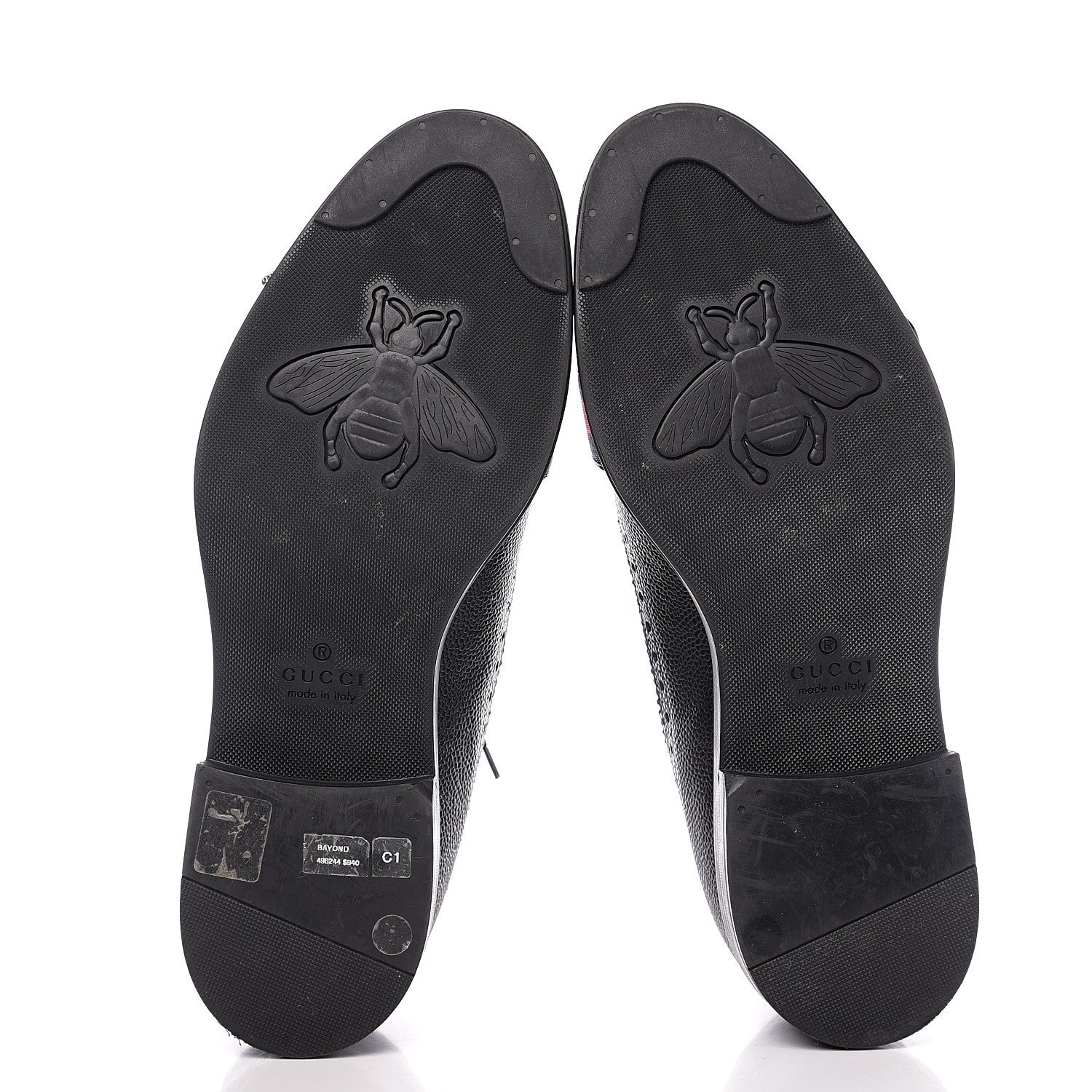 Gucci Pebbled Calfskin Dionysus Web Mens Martins Shoes 8 Black 5 of 12