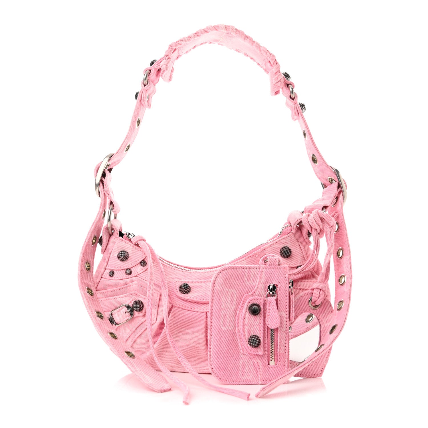 Balenciaga Denim BB Monogram Le Cagole Shoulder Bag XS Pink 1 of 11
