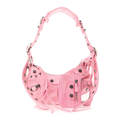 Balenciaga Denim BB Monogram Le Cagole Shoulder Bag XS Pink 1 of 11