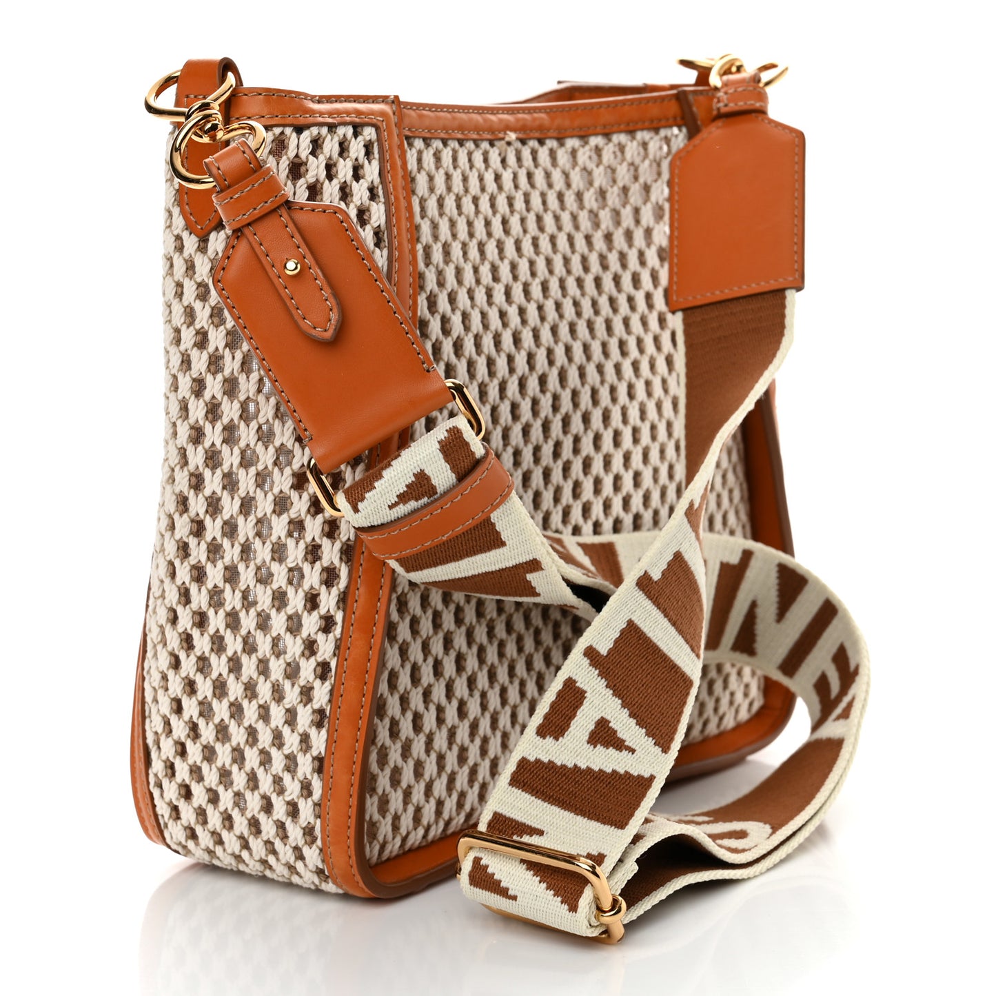 Eco Mesh Rope Logo Mini Crossbody Ivory Beige