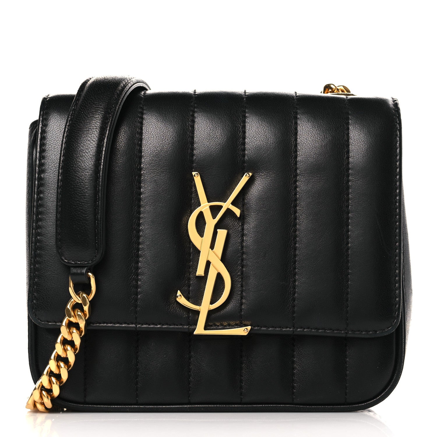 Saint Laurent Lambskin Matelasse Monogram Small Vicky Chain Bag Black 1 of 9