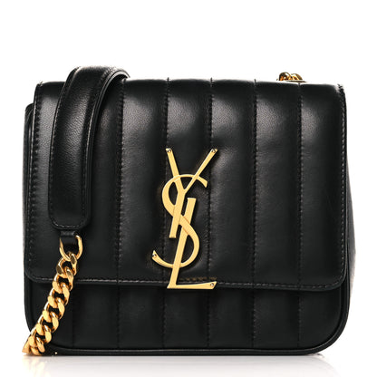 Saint Laurent Lambskin Matelasse Monogram Small Vicky Chain Bag Black 1 of 9