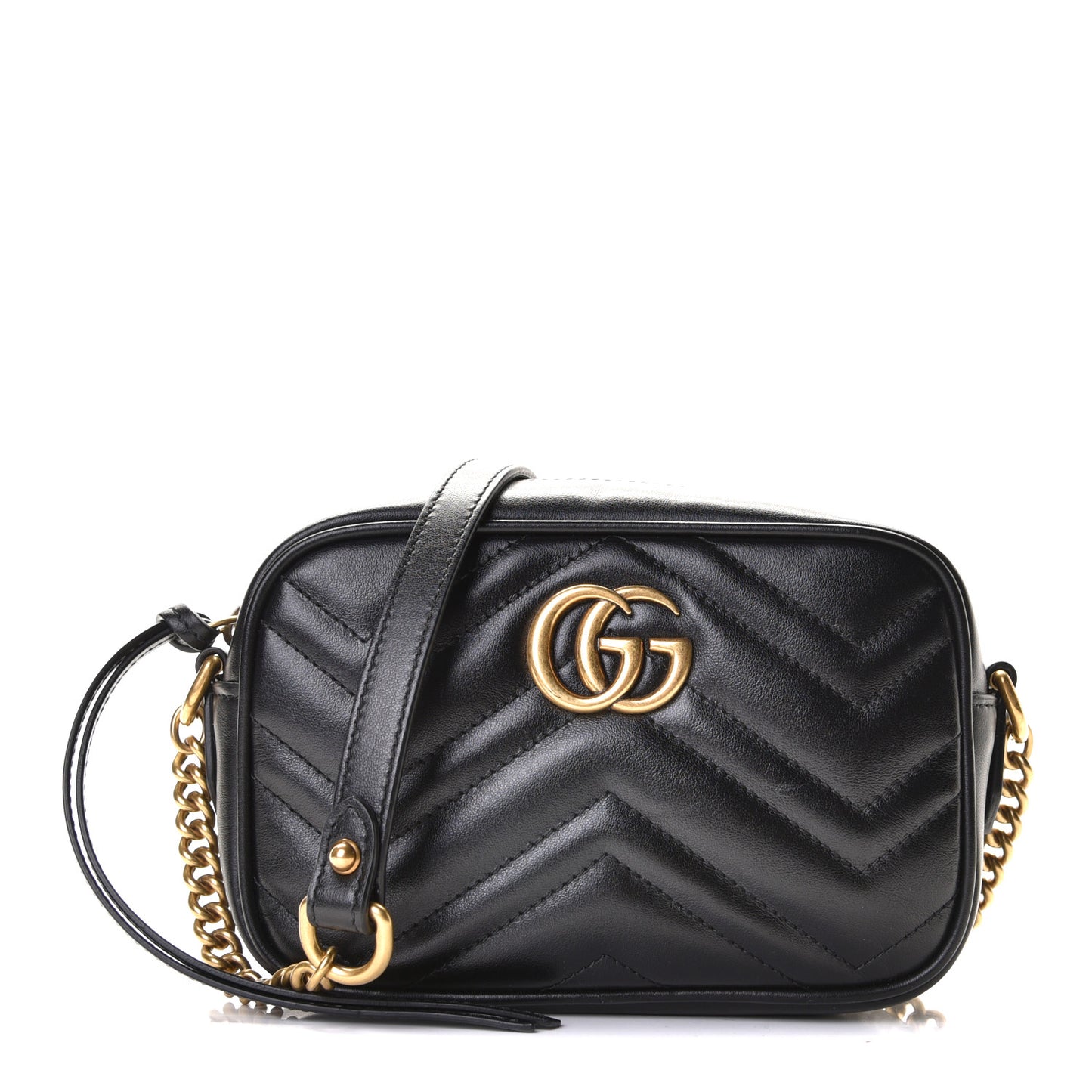 Calfskin Matelasse Mini GG Marmont Chain Shoulder Bag Black