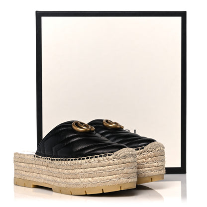 Gucci Nappa Matelasse GG Marmont Platform Espadrille Slippers 36 Black 9 of 9