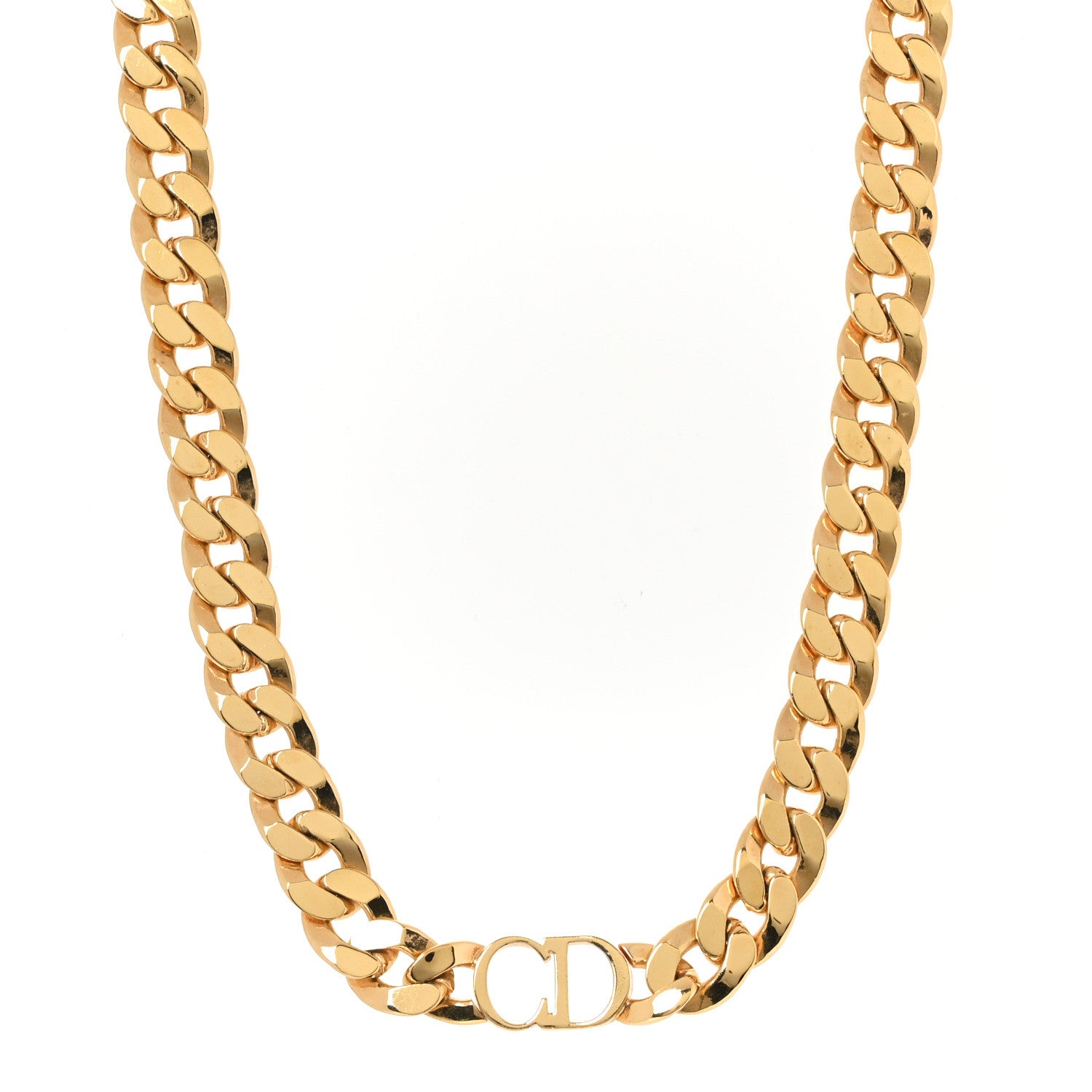 Christian Dior Metal CD Choker Necklace Gold 1 of 5