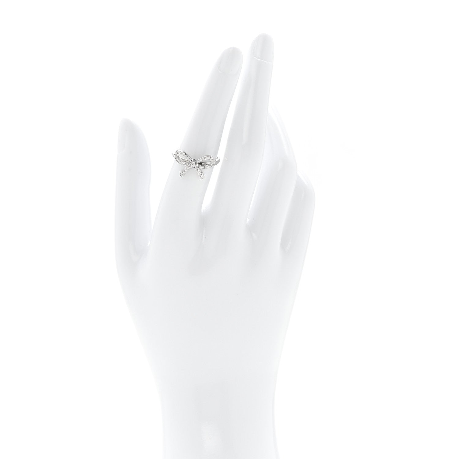 Tiffany Platinum Diamond Bow Ring 53 6.5 2 of 4
