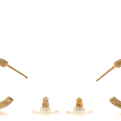 Chanel Crystal Lock Symbols CC Hoop Drop Earrings Gold Ruthenium 3 of 4