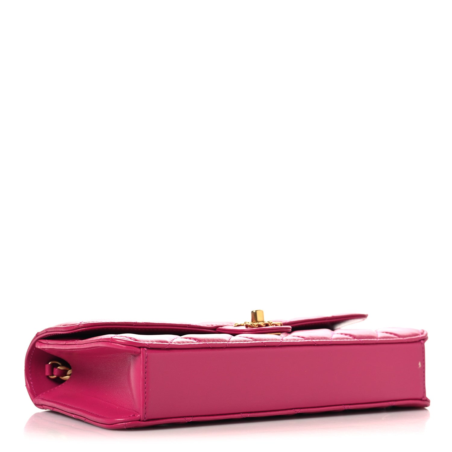 Chanel Shiny Lambskin Quilted Flap Clutch Bag Dark Pink 4 of 10