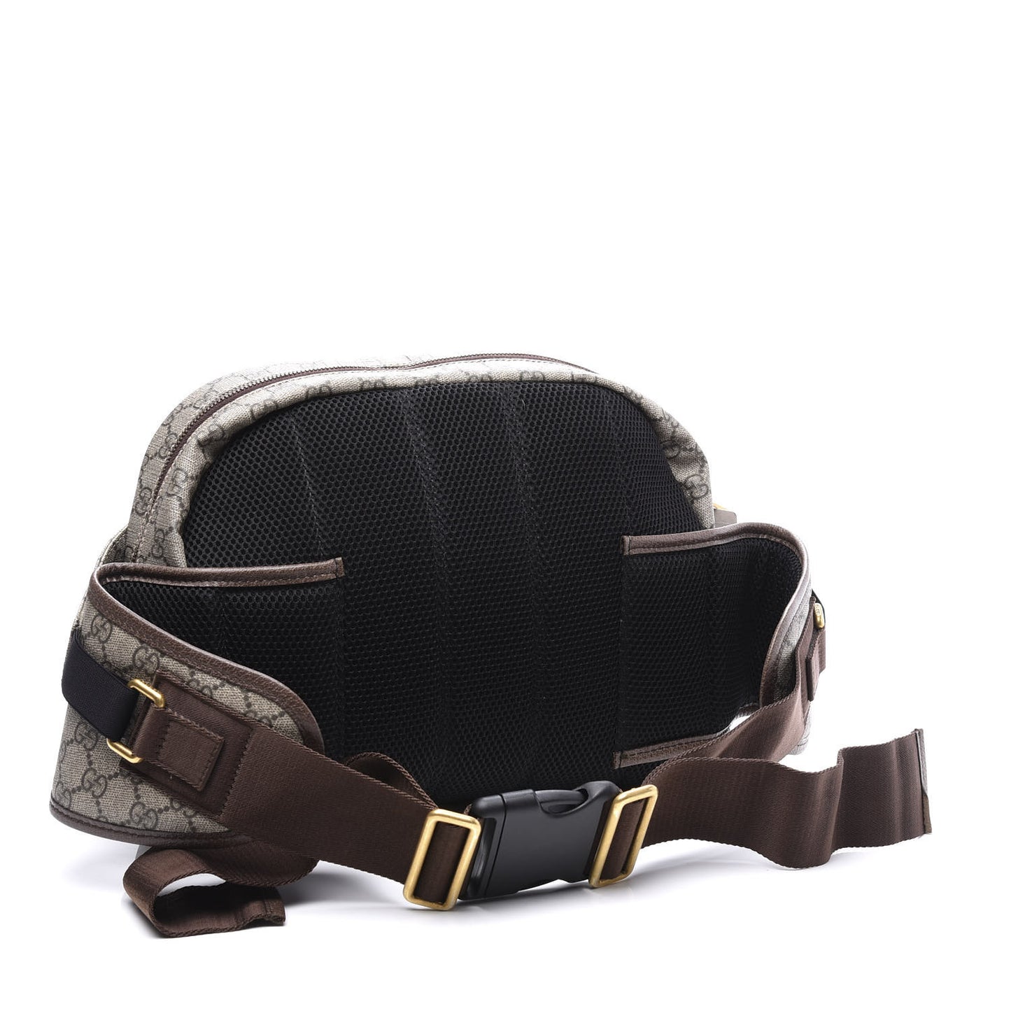 Soft GG Supreme Monogram Textured Dollar Calfskin Web Ophidia Pouch Pocket Belt Bag Beige Ebony New Acero Black