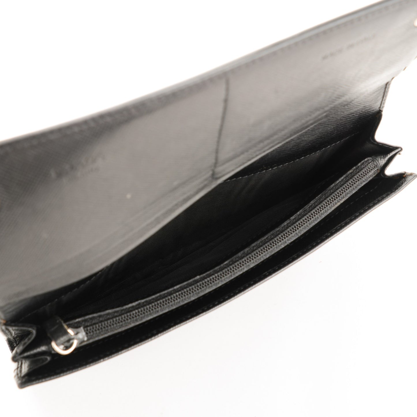 Saffiano Triangle Continental Flap Wallet Nero Black