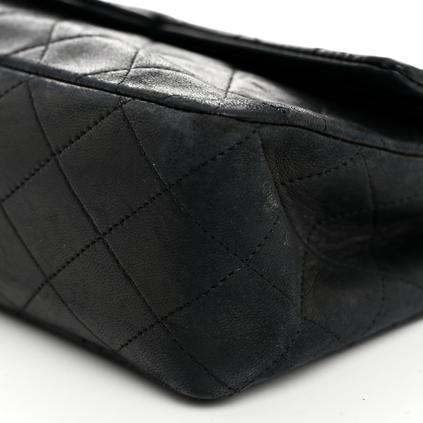 Lambskin Quilted Medium Double Flap Black