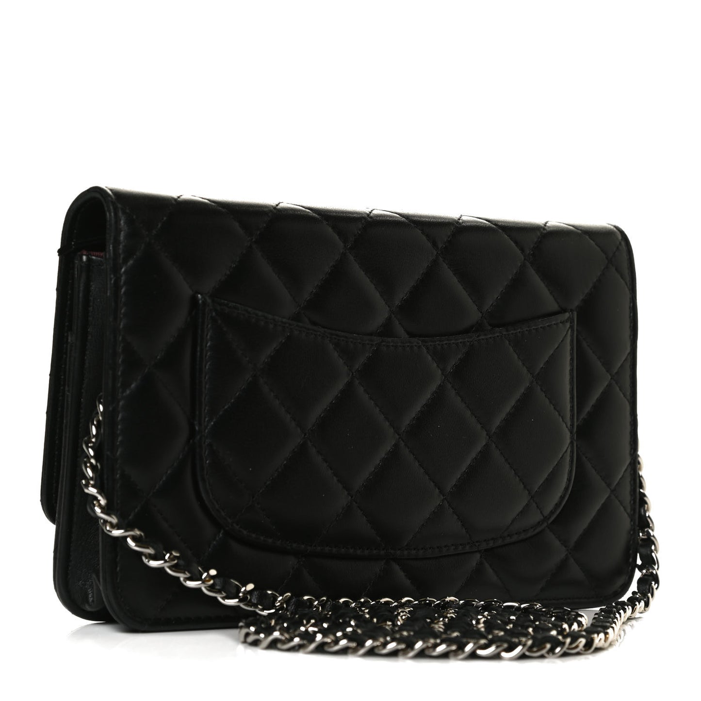 Lambskin Quilted Wallet On Chain WOC Black