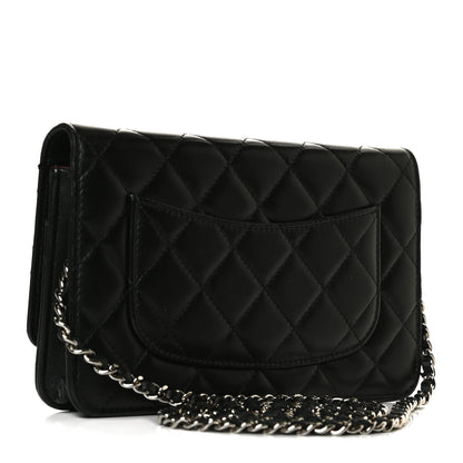 Chanel Lambskin Quilted Wallet On Chain WOC Black 3 of 15