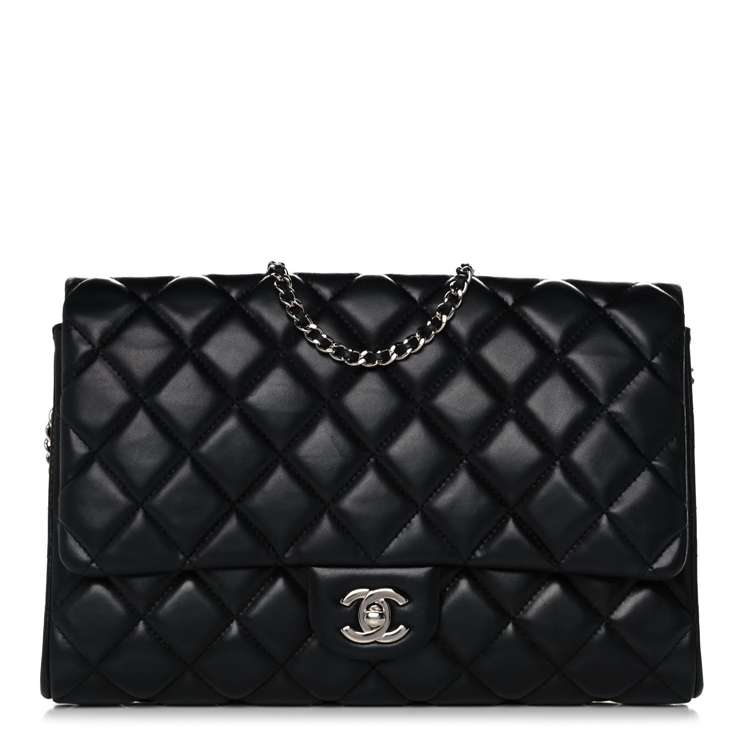 Chanel Lambskin Quilted Clutch With Chain Flap Black 1 of 14