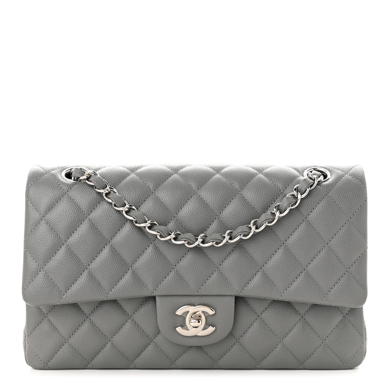 Chanel Caviar Quilted Medium Double Flap Grey 1 of 11