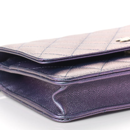 Chanel Iridescent Caviar Quilted Wallet On Chain WOC Dark Blue 10 of 12