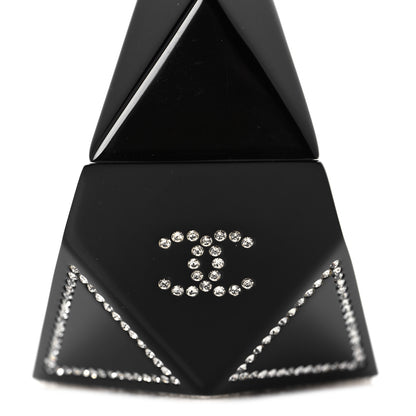 Chanel Resin Crystal CC Cuff Bracelet Black Silver 5 of 6