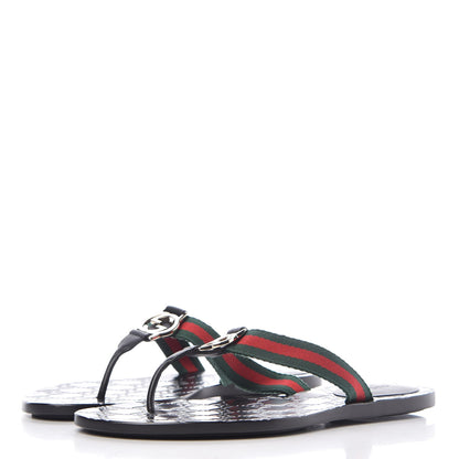 Gucci Nylon Guccissima Web Womens Thong Sandals 38 Green Red Black 3 of 9