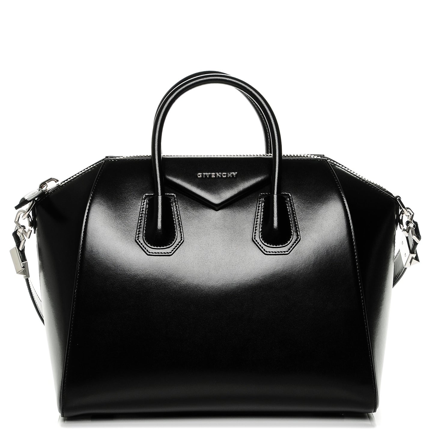 Shiny Lord Calfskin Medium Antigona Black