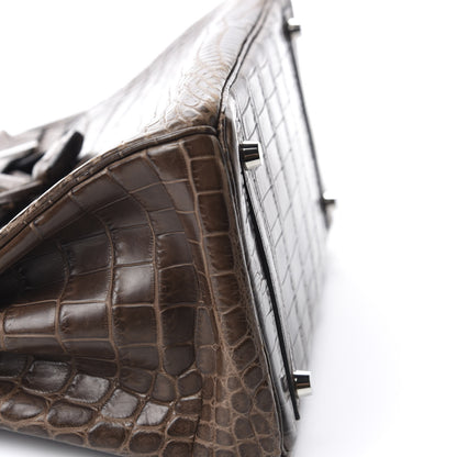 Hermes Matte Niloticus Crocodile Birkin 30 Gris Elephant 11 of 38