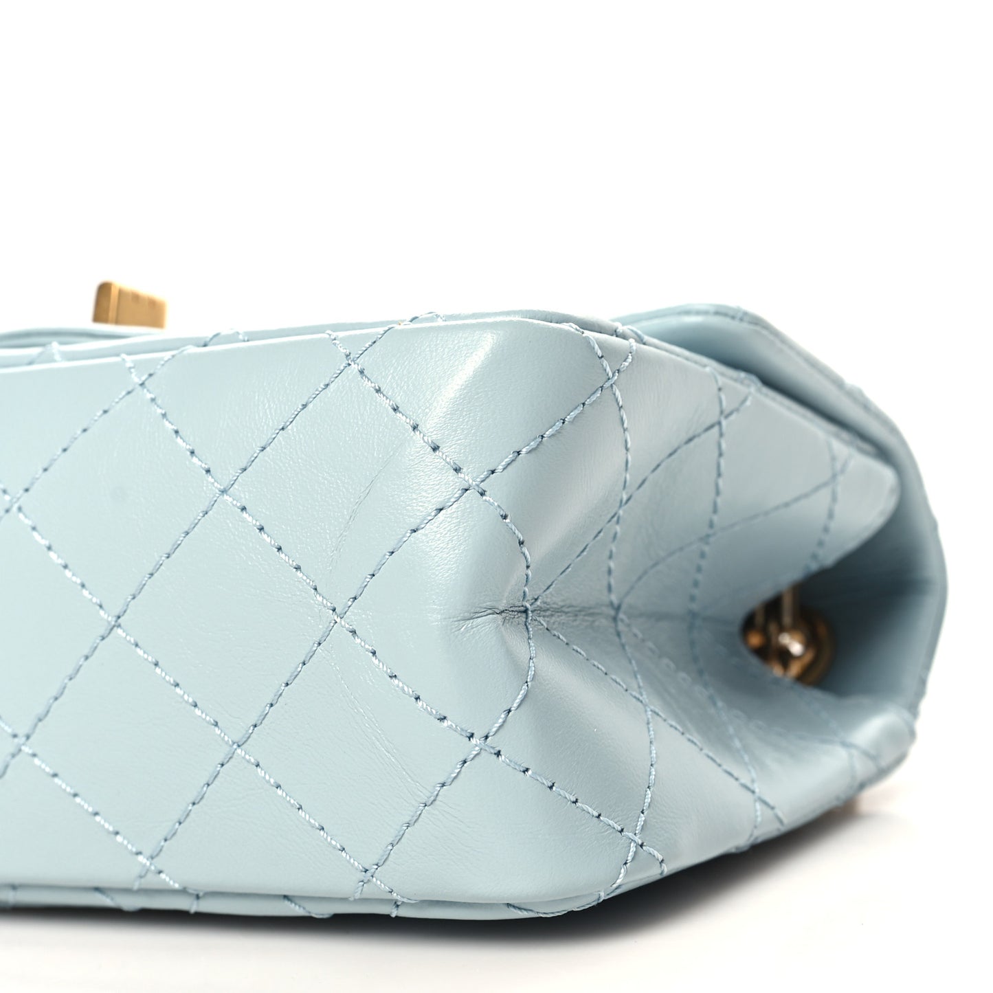 Aged Calfskin Quilted 2.55 Reissue Mini Flap Light Blue