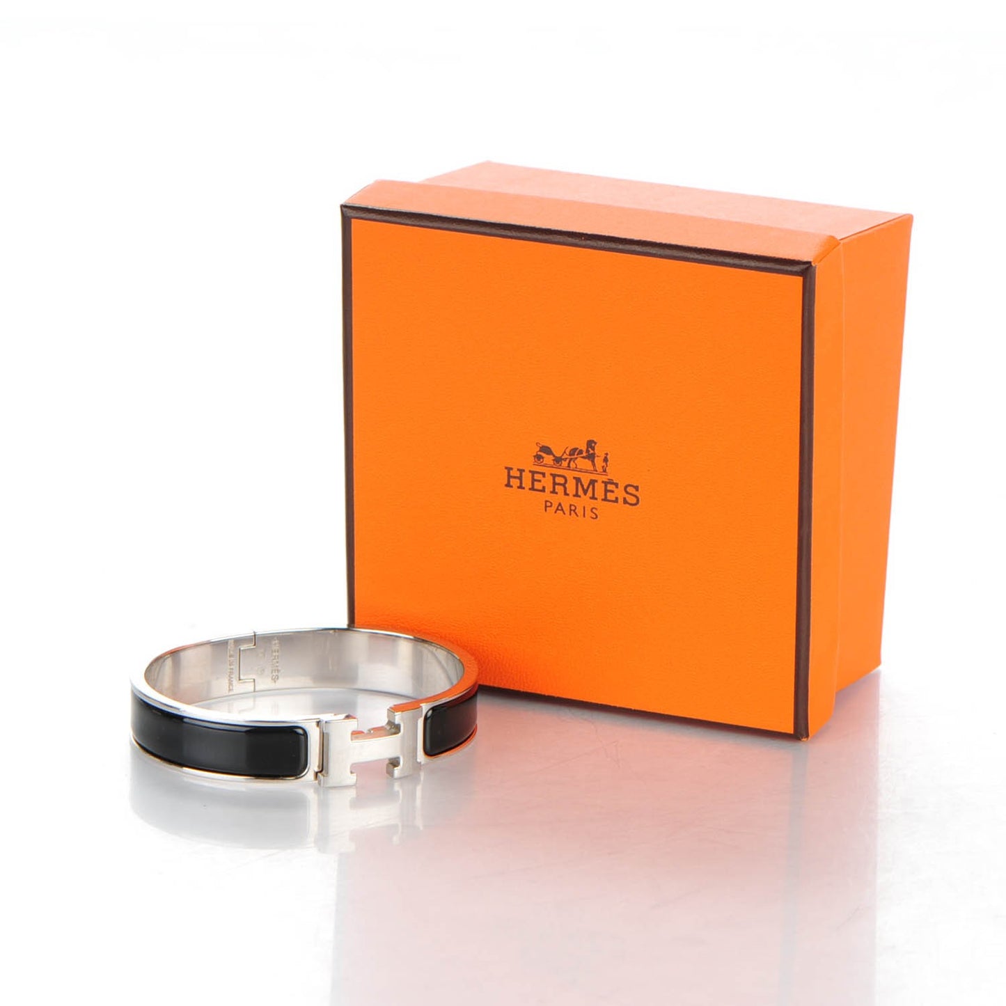 Enamel Narrow Clic Clac H Bracelet PM Black