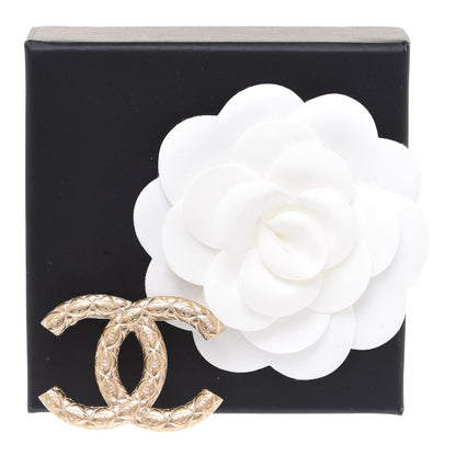 Chanel Metal CC Diamond Quilted Brooch Light Gold 5 of 5