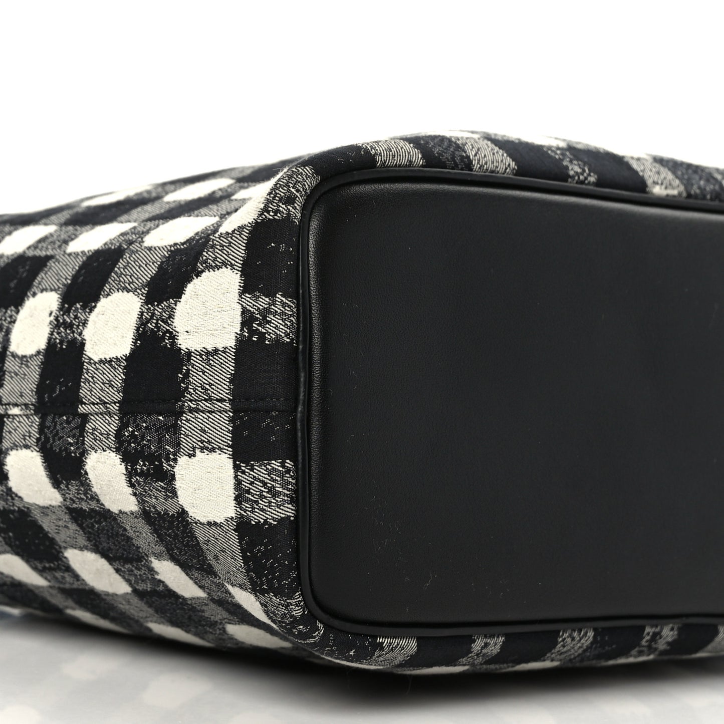 Canvas Calfskin Small Soft Cube Satchel Black White
