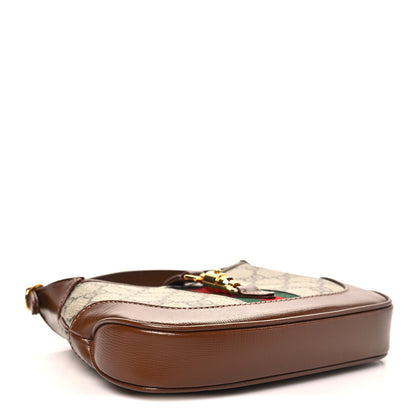 Gucci GG Supreme Monogram Azalea Calfskin Web Mini Jackie 1961 Hobo Beige Ebony Brown Sugar 4 of 10
