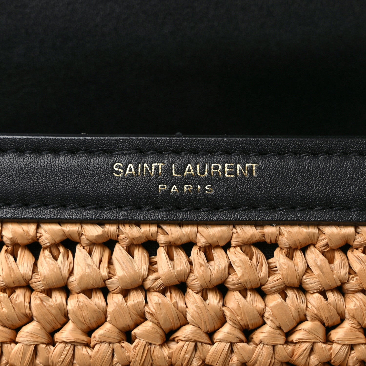 Saint Laurent Raffia Calfskin Mini Classic Monogram Cassandra Top Handle Black Natural 7 of 9