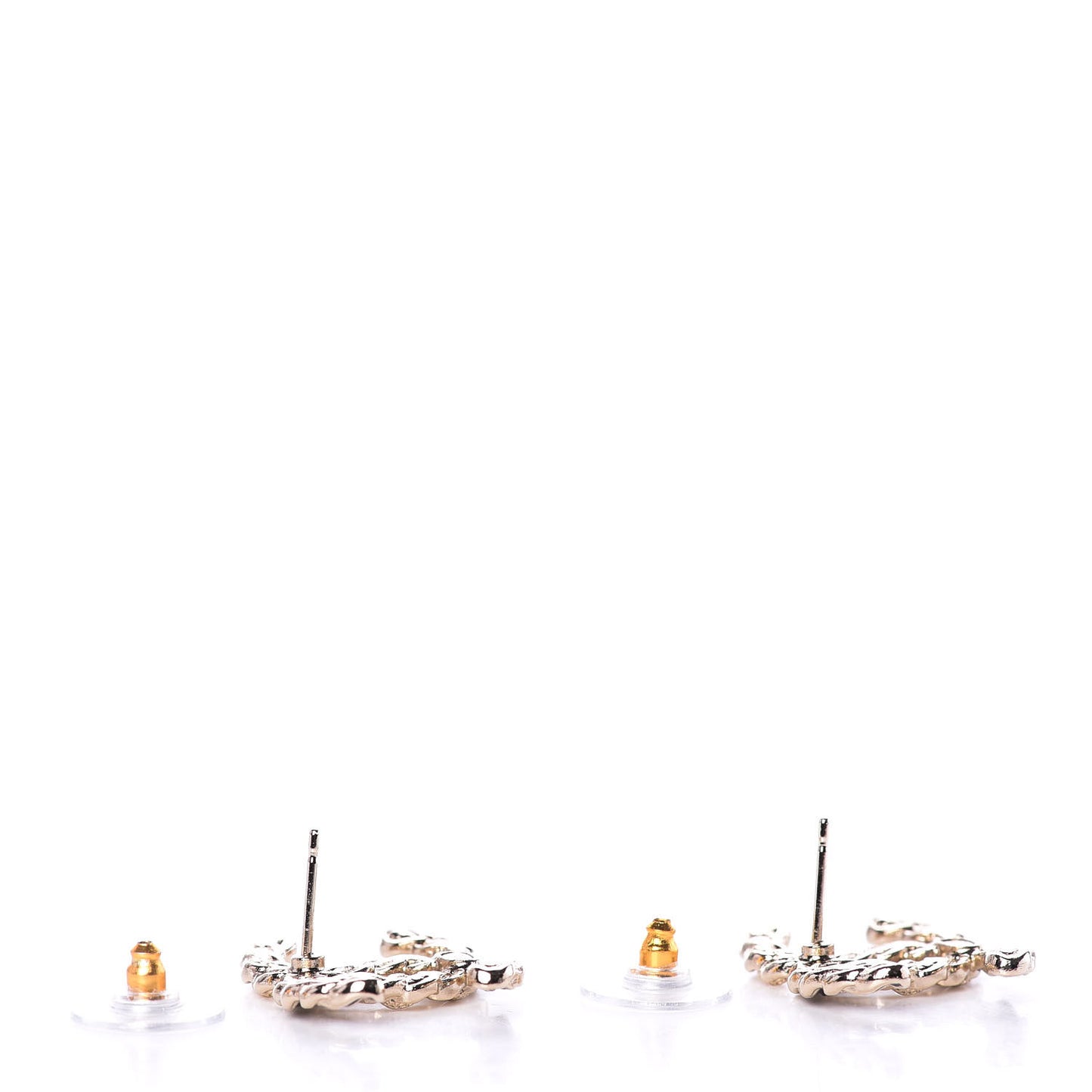 Enamel Metal Chain French New Wave CC Earrings Black Gold