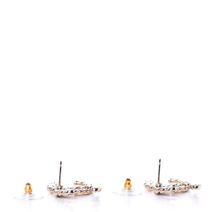 Chanel Enamel Metal Chain French New Wave CC Earrings Black Gold 2 of 4