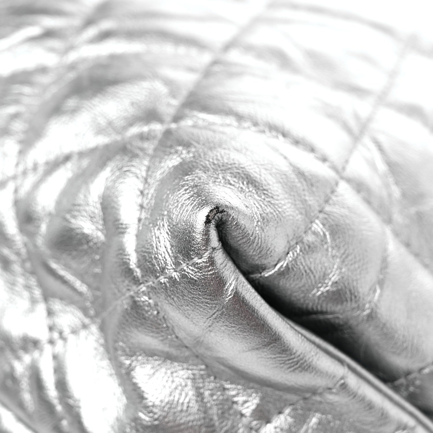 Chanel Metallic Crackled Calfskin Quilted Large Big Bang Hobo Silver 10 of 10