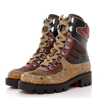 Christian Louboutin Calfskin Canvas Elaneva Flat Hiking Boots 36.5 Multi 3 of 11