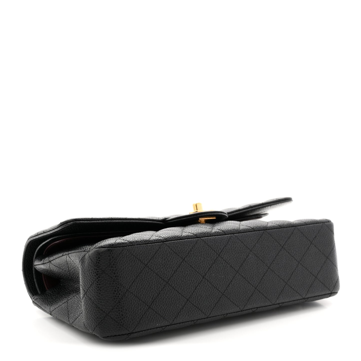 Caviar Quilted Medium Double Flap Black