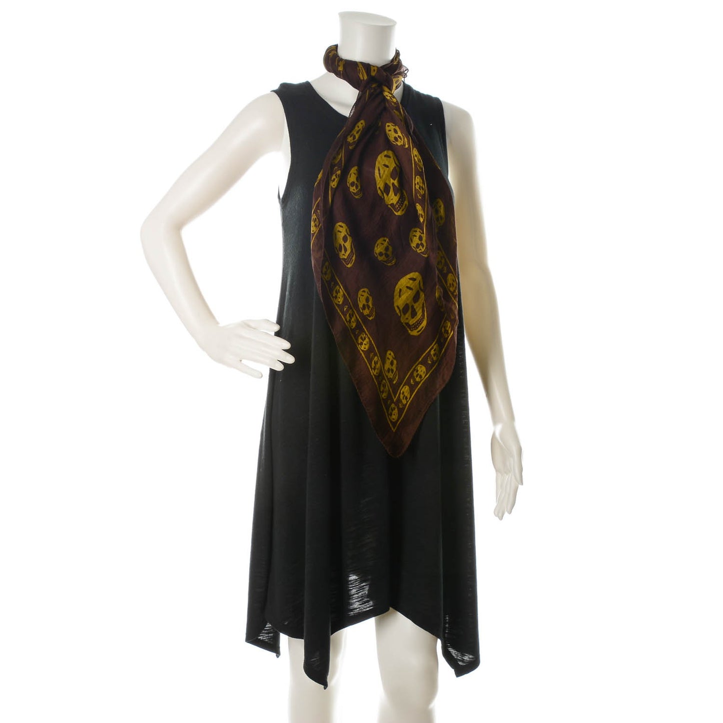 Silk Chiffon Skull Scarf Brown