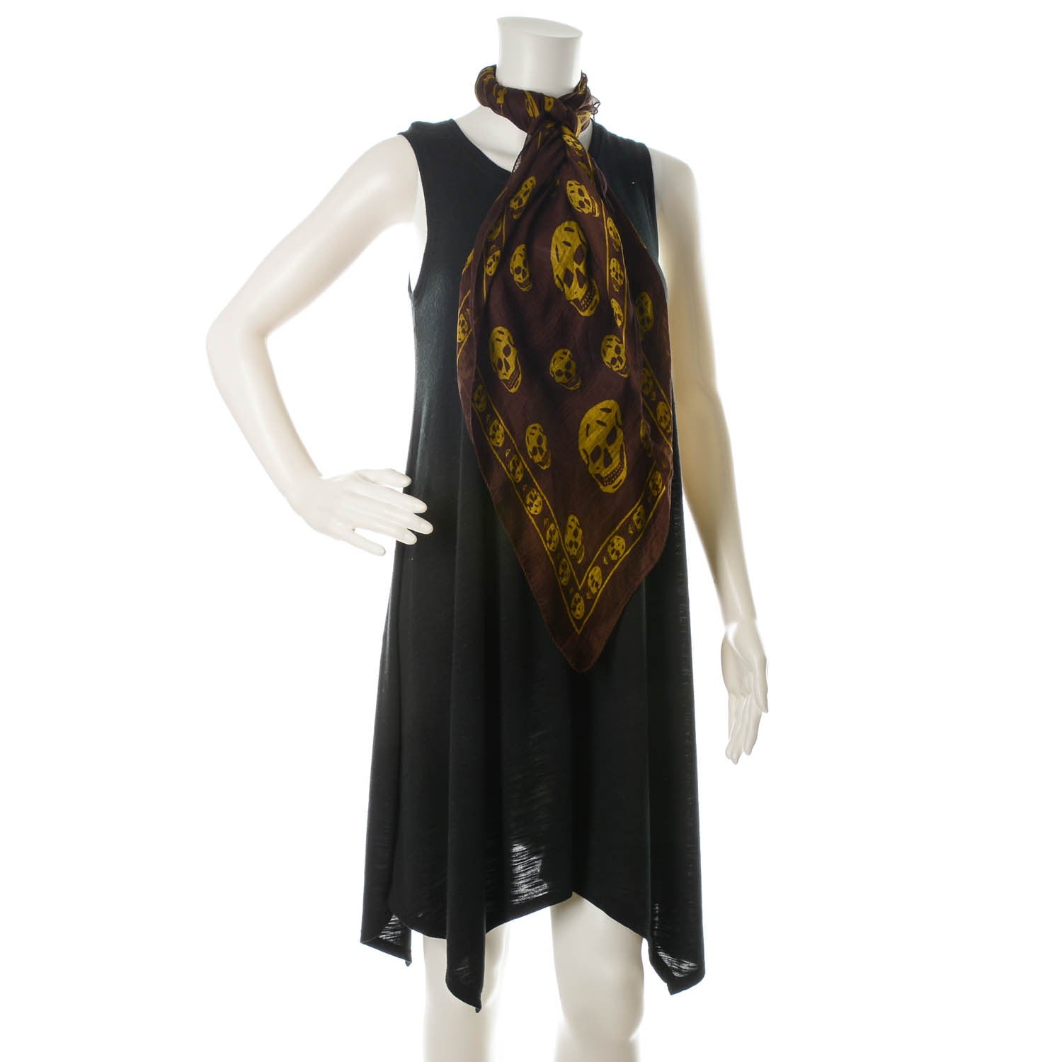 Alexander McQueen Silk Chiffon Skull Scarf Brown 2 of 5