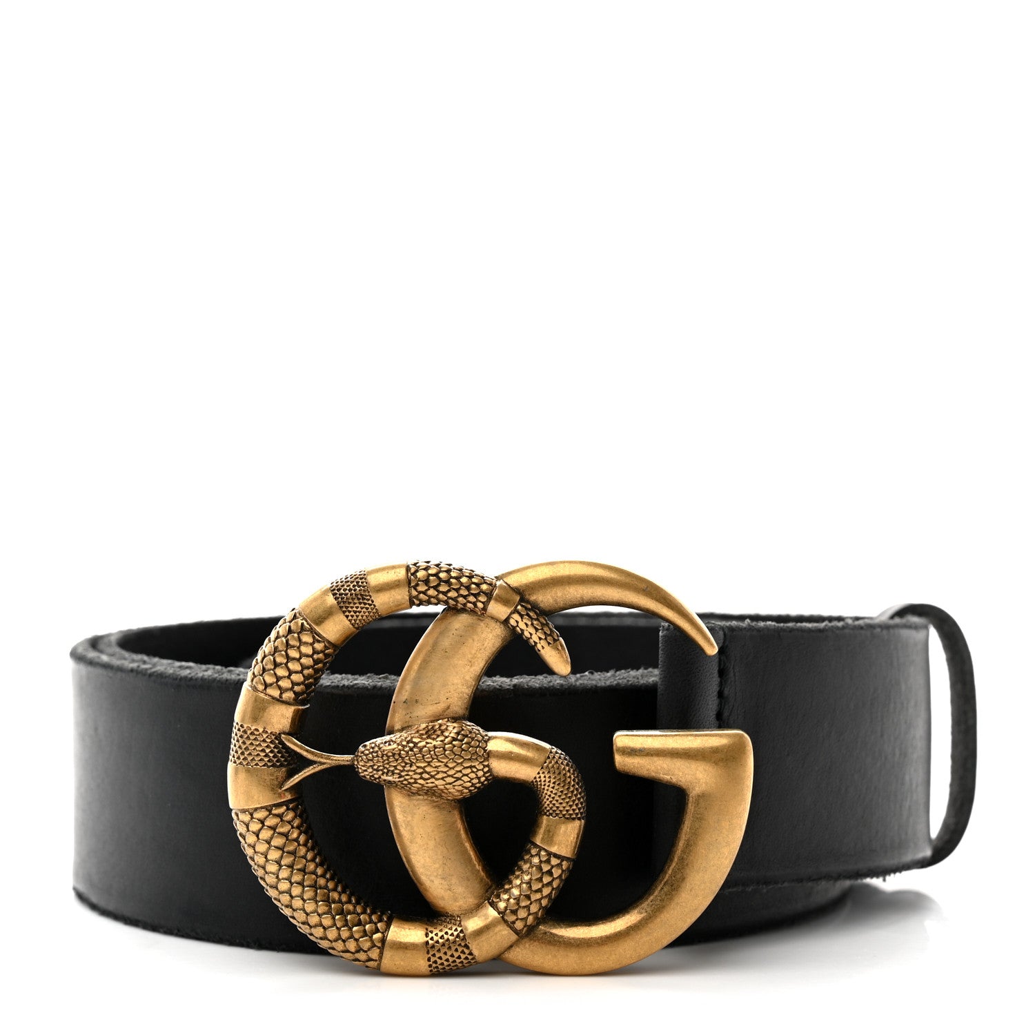 Gucci Faded Calfskin Snake Double G 40mm Belt 85 34 Black 1 of 6
