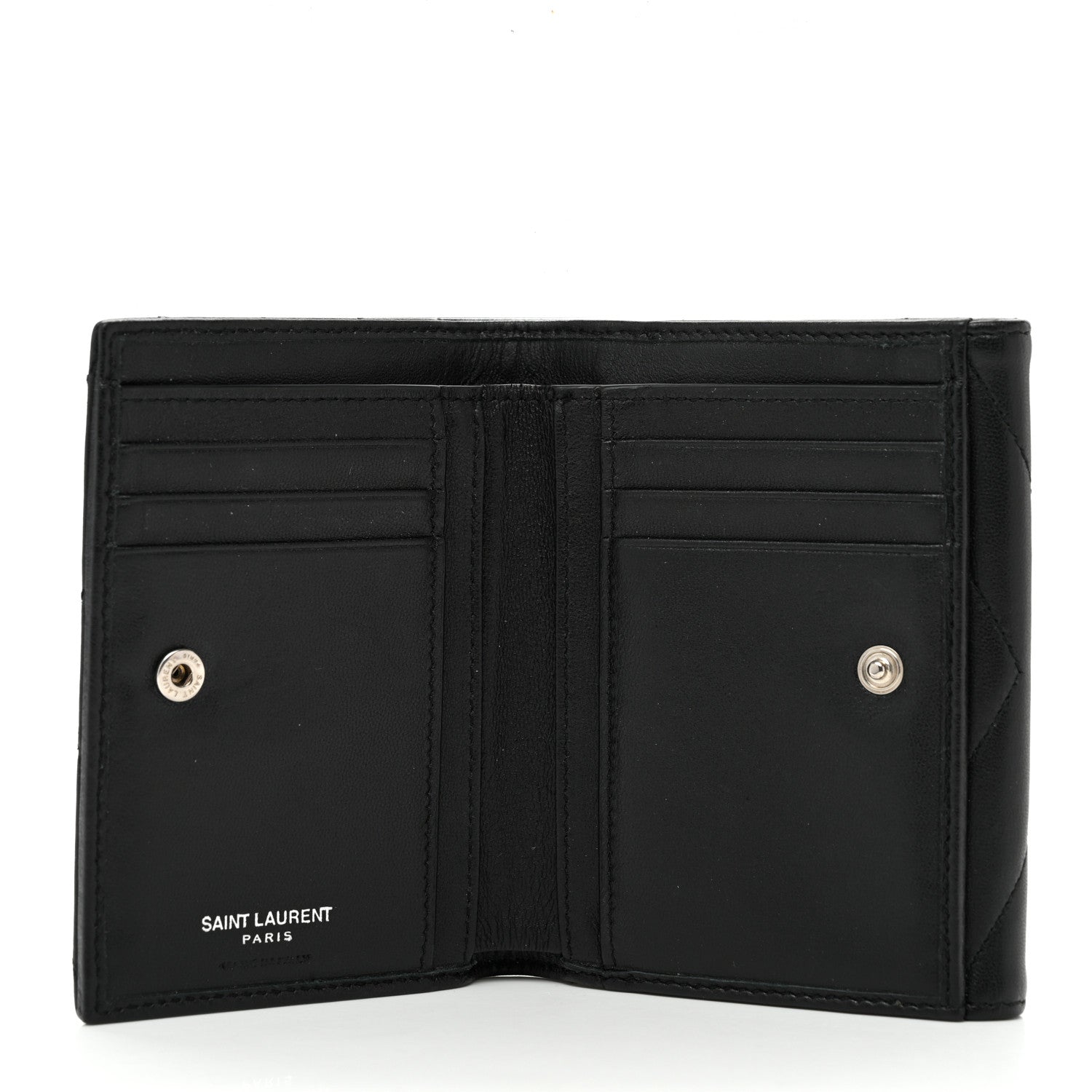 Saint Laurent Lambskin Y Quilted Monogram Compact Loulou Wallet Black 5 of 8