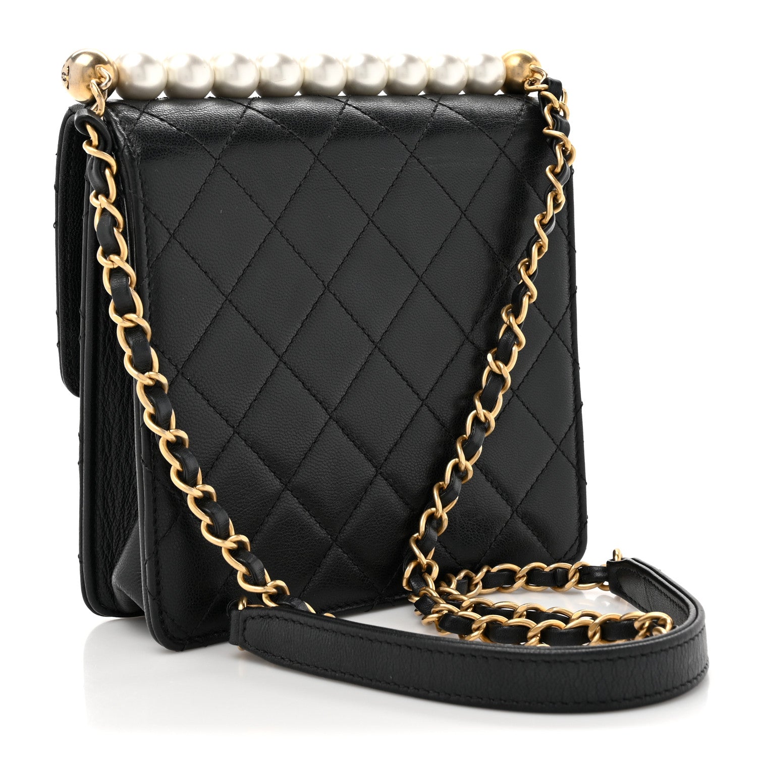 Chanel Lambskin Quilted Chic Pearls Flap Black 3 of 16
