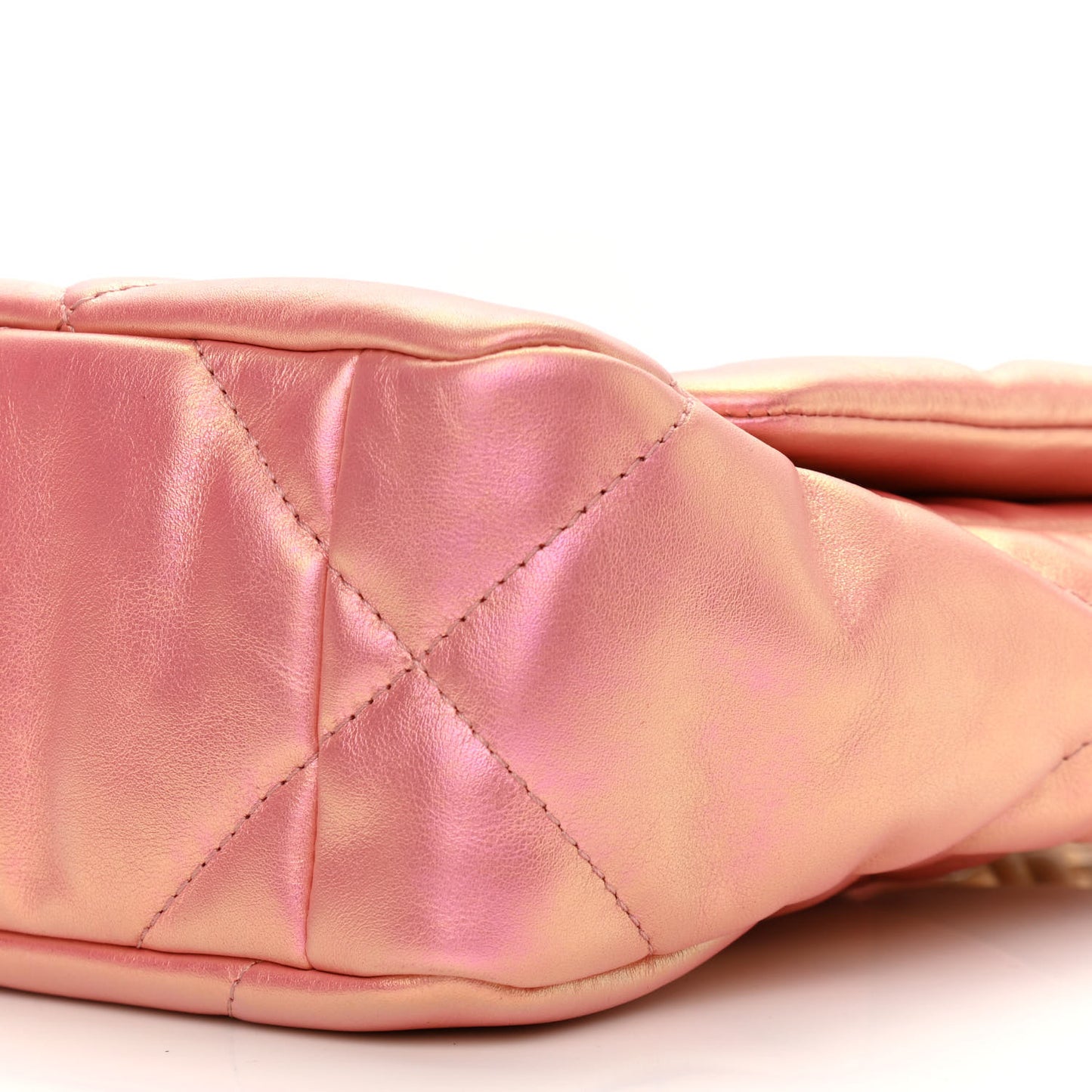 Iridescent Calfskin Quilted Medium Chanel 19 Flap Pink
