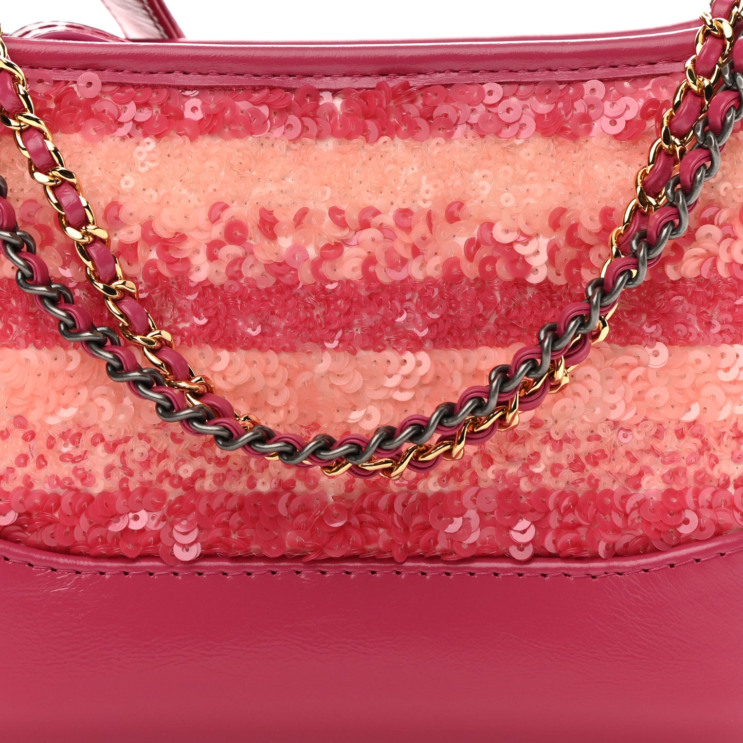 Sequin Calfskin Small Gabrielle Hobo Pink